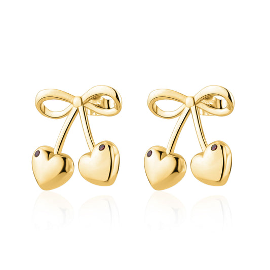 CHERRY LOVE EARRINGS 925 SILVER (gold)