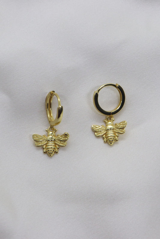 925 SILVER BEE HOOP EARRINGS