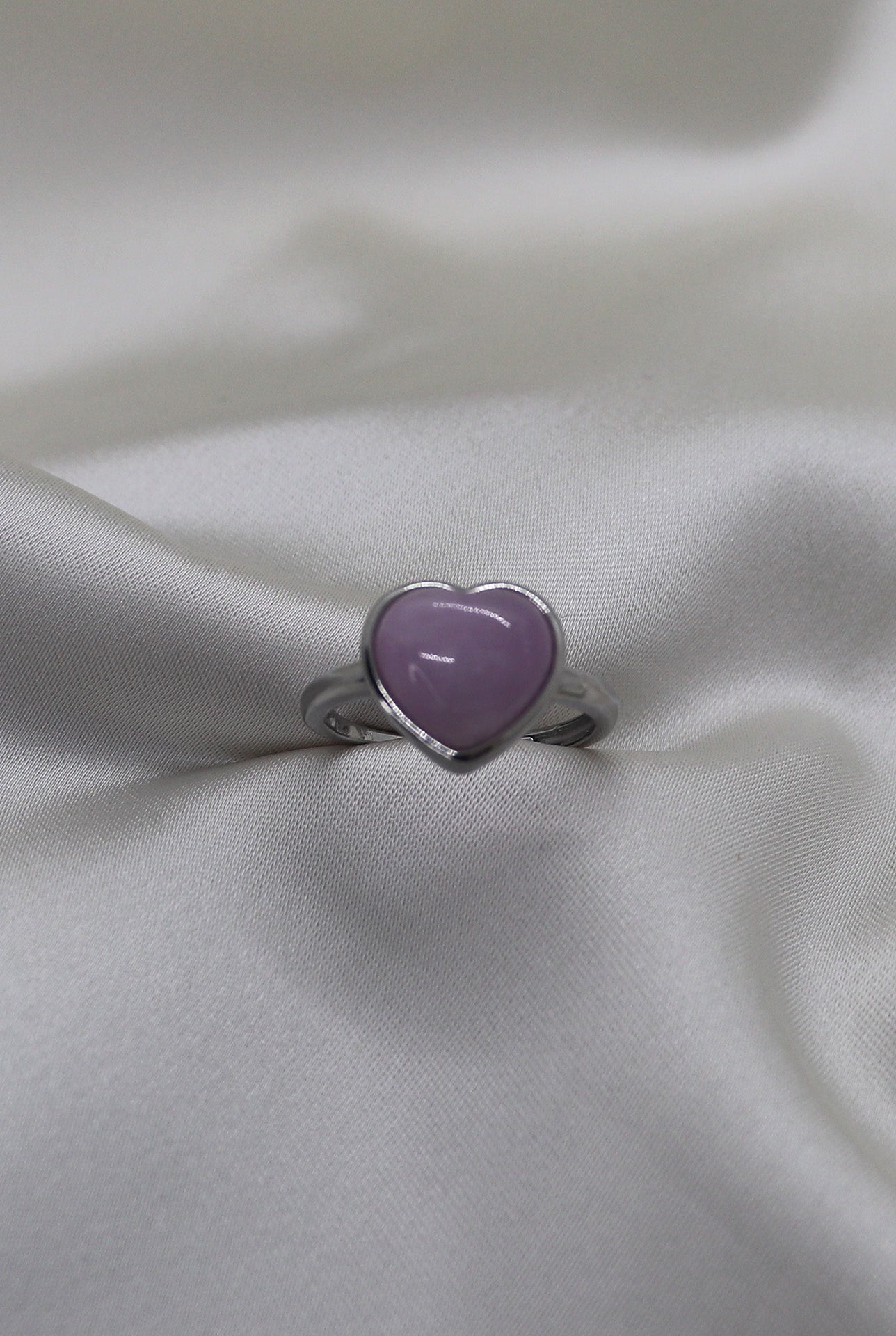 LEPIDOLITE HEART RING